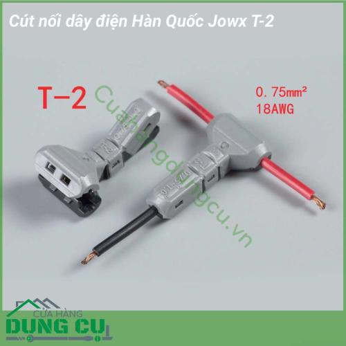 Đầu nối dây điện Hàn Quốc Jowx T-2 mô phỏng hàm cá mập với lõi cút mạ đồng tăng khả năng dẫn điện, khớp nối rất chắc chắn. Vỏ nhựa dẻo chịu nhiệt bền đẹp. Cút nối dây điện đa năng bao gồm nhiều kích cỡ khác nhau.