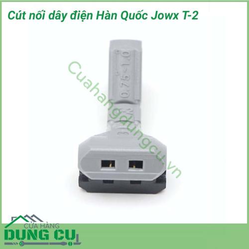 Đầu nối dây điện Hàn Quốc Jowx T-2 mô phỏng hàm cá mập với lõi cút mạ đồng tăng khả năng dẫn điện, khớp nối rất chắc chắn. Vỏ nhựa dẻo chịu nhiệt bền đẹp. Cút nối dây điện đa năng bao gồm nhiều kích cỡ khác nhau.