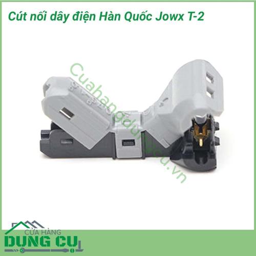 Đầu nối dây điện Hàn Quốc Jowx T-2 mô phỏng hàm cá mập với lõi cút mạ đồng tăng khả năng dẫn điện, khớp nối rất chắc chắn. Vỏ nhựa dẻo chịu nhiệt bền đẹp. Cút nối dây điện đa năng bao gồm nhiều kích cỡ khác nhau.