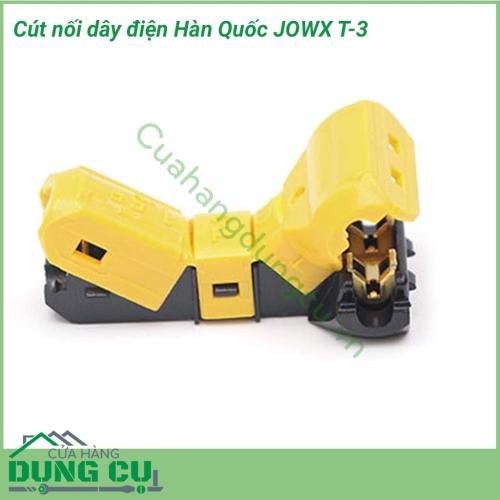 Đầu nối điện T-3 JOWX Hàn Quốc là sản phẩm được thiết kế nhỏ gọn, kiểu dáng thời trang, cực kì tiện dụng và đơn giản khi sử dụng, an toàn điện một cách toàn diện phòng và tránh nguy cơ cháy nổ, chập điện.