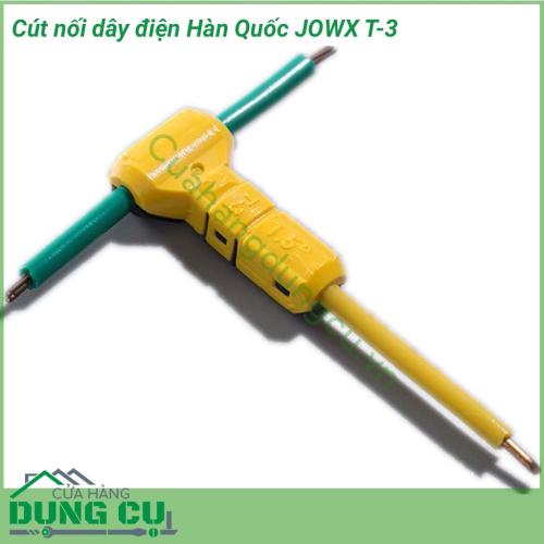 Đầu nối điện T-3 JOWX Hàn Quốc là sản phẩm được thiết kế nhỏ gọn, kiểu dáng thời trang, cực kì tiện dụng và đơn giản khi sử dụng, an toàn điện một cách toàn diện phòng và tránh nguy cơ cháy nổ, chập điện.