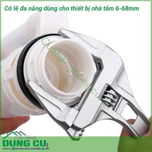 Cờ lê đa năng dùng cho thiết bị nhà tắm độ mở 6-68mm được chế tạo từ hợp kim nhôm, vòng miệng rộng, lực kẹp mạnh, khi sử dụng không làm sứt, mẻ mất đi tính thẩm mỹ của các phụ kiện được sửa chữa như phụ kiện đường ống mạ đồng, ống cút, vòi hoa sen.