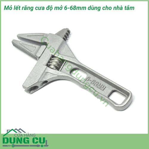 Mỏ lết nhà tắm độ mở lớn từ 6-68mm răng cưa được thiết kế thông minh, sáng tạo với 1 mặt có răng cưa giúp dễ dàng vặn các ốc hay ống dễ dàng. 