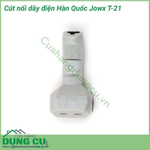 Kẹp nối dây điện Jowx Hàn Quốc T-21 giúp bạn có những mối nối điện nhanh chóng, gọn gàng, an toàn, chắc chắn. Cách đấu nối cút mô phỏng hàm cá mập với lõi cút bằng hợp kim đồng tăng khả năng dẫn điện, khớp nối rất chắc chắn. 