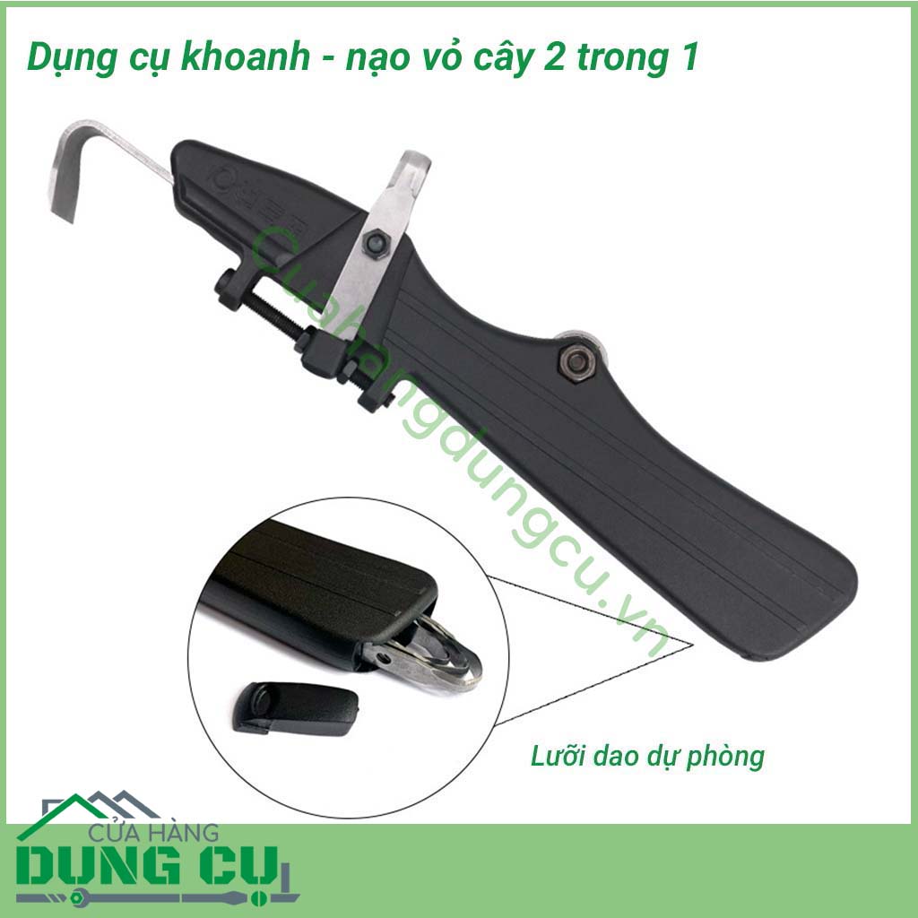 Dao khoanh cạo vỏ cây đa năng cầm tay là dụng cụ dùng để khoanh vỏ và cạo vỏ cây rất hữu ích dành cho thợ làm vườn. Với thiết kế 2 trong 1 dao khoanh - cạo vỏ cây giúp cho người làm vườn đem hiệu quả tích cực trong công việc.