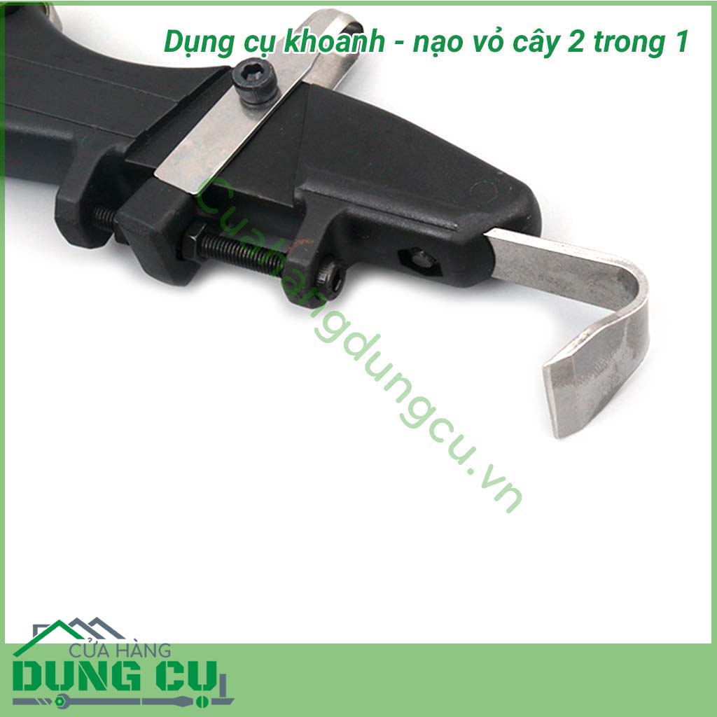 Dao khoanh cạo vỏ cây đa năng cầm tay là dụng cụ dùng để khoanh vỏ và cạo vỏ cây rất hữu ích dành cho thợ làm vườn. Với thiết kế 2 trong 1 dao khoanh - cạo vỏ cây giúp cho người làm vườn đem hiệu quả tích cực trong công việc.