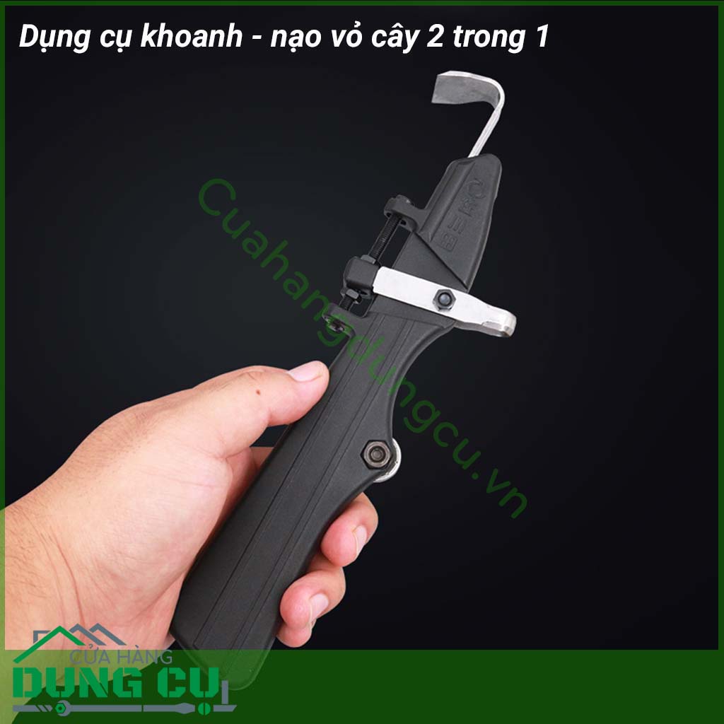 Dao khoanh cạo vỏ cây đa năng cầm tay là dụng cụ dùng để khoanh vỏ và cạo vỏ cây rất hữu ích dành cho thợ làm vườn. Với thiết kế 2 trong 1 dao khoanh - cạo vỏ cây giúp cho người làm vườn đem hiệu quả tích cực trong công việc.