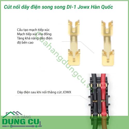 Cút nối dây điện song song DI-1 Hàn Quốc Jowx giúp bạn có những mối nối điện đôi nhanh chóng, gọn gàng, an toàn.