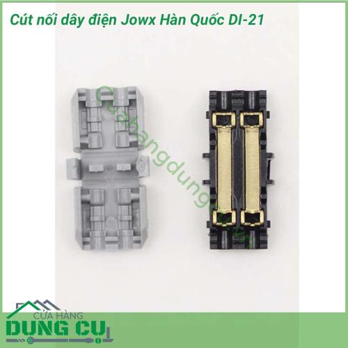 Đầu nối dây điện nhanh đôi DI-21 Jowx Hàn Quốc giúp bạn có những mối nối điện đôi nhanh chóng, gọn gàng, an toàn, chắc chắn.Không cần cắt dây, không dùng băng dính điệnTốc độ thi công dây điện nhanh gọn, đẹp gấp 6 lần thi công kiểu truyền thống cũ.