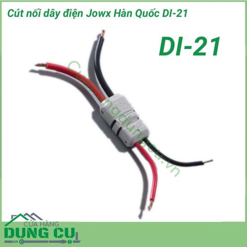 Đầu nối dây điện nhanh đôi DI-21 Jowx Hàn Quốc giúp bạn có những mối nối điện đôi nhanh chóng, gọn gàng, an toàn, chắc chắn.Không cần cắt dây, không dùng băng dính điệnTốc độ thi công dây điện nhanh gọn, đẹp gấp 6 lần thi công kiểu truyền thống cũ.