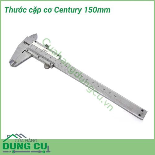 Thước cặp cơ Century 150mm là một loại dụng cụ đo khá chính xác, được sử dụng nhiều trong những ngành sản xuất như: cơ khí, đồ gỗ, đồ nhựa, nhôm kính ... Thước cặp cơ dùng để đo kích thước với độ chính xác tương đối cao.