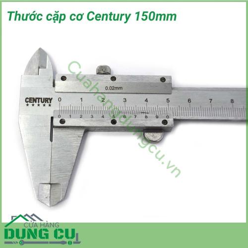 Thước cặp cơ Century 150mm là một loại dụng cụ đo khá chính xác, được sử dụng nhiều trong những ngành sản xuất như: cơ khí, đồ gỗ, đồ nhựa, nhôm kính ... Thước cặp cơ dùng để đo kích thước với độ chính xác tương đối cao.