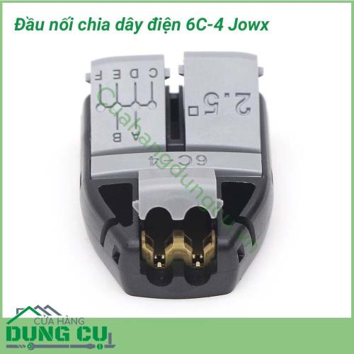 Đầu nối chia dây điện 1 đầu ra nhiều đầu dây điện Jowx 6C-4 giúp bạn có những mối nối điện đôi nhanh chóng, gọn gàng, an toàn, chắc chắn. Không cần cắt dây, không cần dùng băng dính điện. Tốc độ thi công dây điện nhanh gọn.