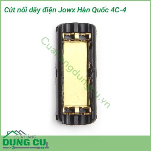 Đầu nối dây điện nhanh 4C-4 Jowx không cần băng dính giúp bạn có những mối nối điện nhanh chóng,gọn gàng, an toàn, chắc chắn. Đầu nối dây điện nhanh 4C-4 mô phỏng hàm cá mập với lõi cút mạ đồng tăng khả năng dẫn điện, khớp nối rất chắc chắn.