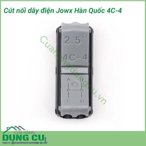 Đầu nối dây điện nhanh 4C-4 Jowx không cần băng dính giúp bạn có những mối nối điện nhanh chóng,gọn gàng, an toàn, chắc chắn. Đầu nối dây điện nhanh 4C-4 mô phỏng hàm cá mập với lõi cút mạ đồng tăng khả năng dẫn điện, khớp nối rất chắc chắn.