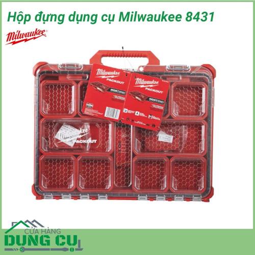 Hộp đựng dụng cụ nhiều ngăn Milwaukee 8431 đến từ thương hiệu nổi tiếng Milwaukee sử dụng để đựng vừa vặn các phụ kiện đi kèm như ốc vít, đinh, mũi khoan,...