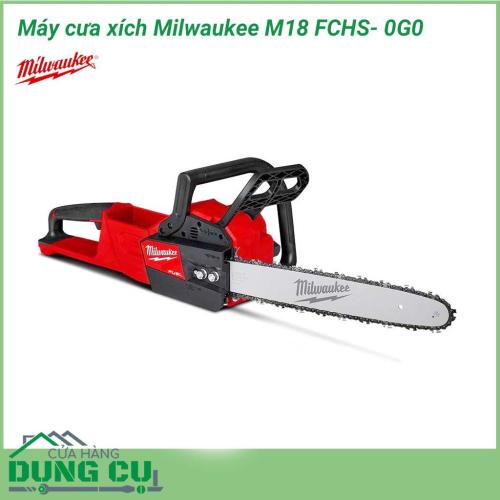 Máy cưa xích Milwaukee M18 FCHS- 0G0 là dòng máy cưa chuyên dụng dùng để cưa cắt gỗ hoặc đốn cây, tỉa cành cây. Lưỡi cưa có các mắt xích chuyển động liên tục và làm đứt các vật liệu cần cưa.