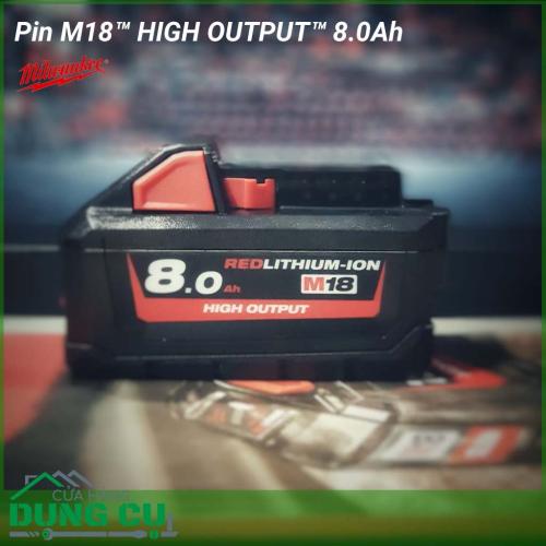 Pin Milwaukee 18V 8.0Ah - M18HB8 là dòng pin lithium HIGH OUTPUT có khả năng cung cấp năng lượng nhiều hơn 50% so với các dòng pin cùng loại trên thị trường. Pin lithium là loại pin được sử dụng phổ biến thông dụng trong các thiệt bị điện tử hiện nay. 