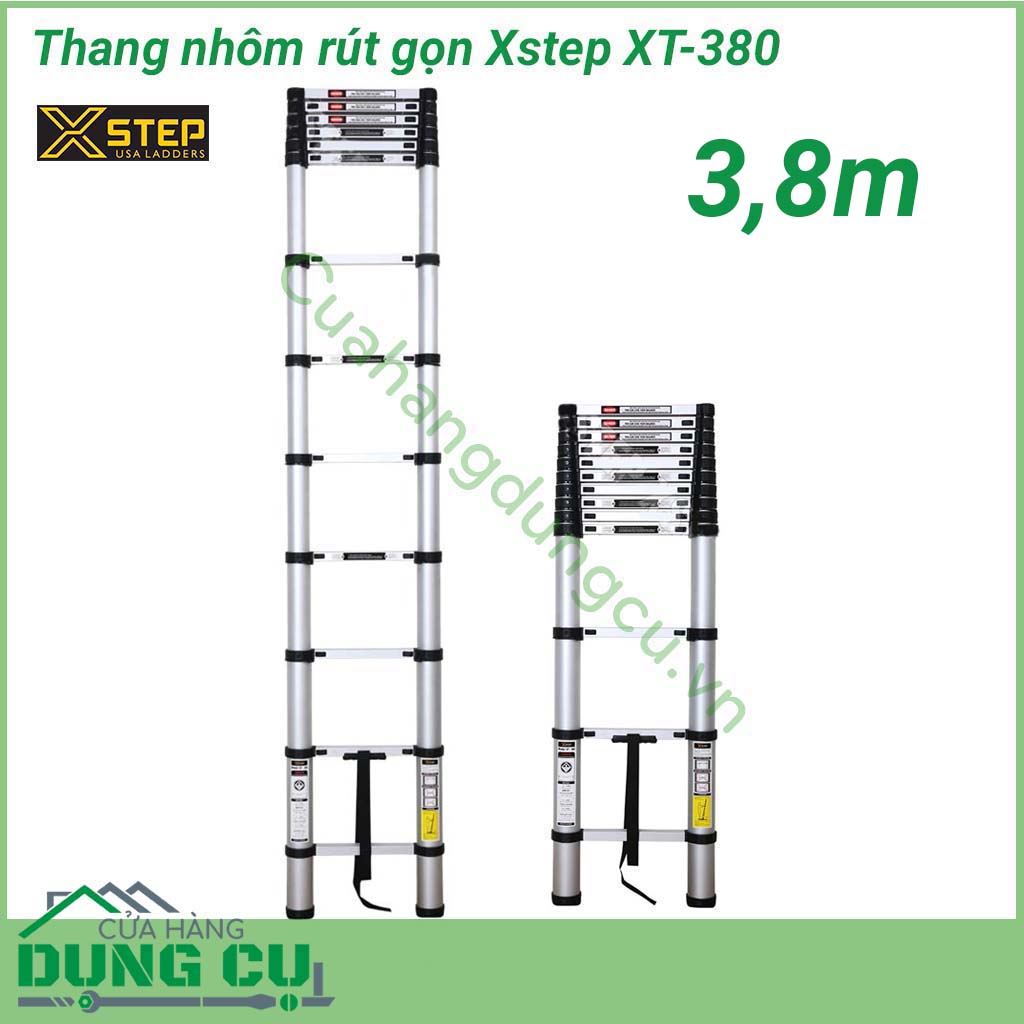 Thang nhôm rút gọn đa năng XSTEP XT-380 là sản phẩm hữu dụng cho việc thao tác trong nhà và cả ngoài trời, các công việc sửa chữa trên cao. Thang có khả năng rút gọn, tiện cho việc di chuyển hay cất giữ, phù hợp cho thợ điện, viễn thông, xây dựng. 