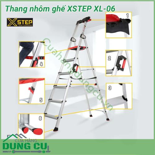 Thang nhôm ghế chữ A XSTEP XL-06 được thiết kế thông minh, giúp cho việc thi công trên cao được nhanh chóng và thuận tiện hơn rất nhiều so với các loại thang ghế thông thường khác