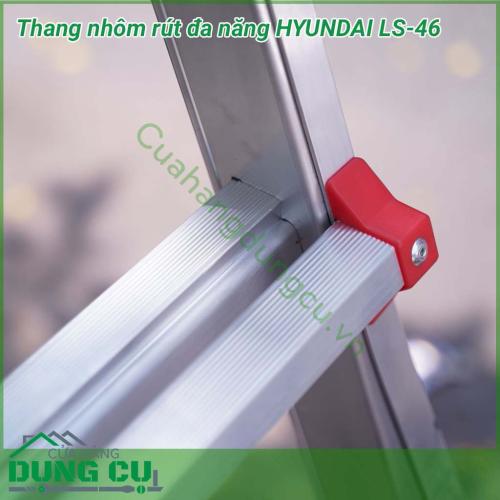 Thang nhôm Hyundai rút chữ A LS-46 đem lại sự tiện dụng cho người dùng nhờ các kiểu thang được thiết kế mạnh mẽ hiện đại và linh hoạt. Giữ nguyên màu nhôm chất lượng cao sang trọng phối đỏ mang lại vẻ nam tính mạnh mẽ cho người dùng