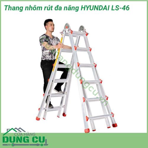 Thang nhôm Hyundai rút chữ A LS-46 đem lại sự tiện dụng cho người dùng nhờ các kiểu thang được thiết kế mạnh mẽ hiện đại và linh hoạt. Giữ nguyên màu nhôm chất lượng cao sang trọng phối đỏ mang lại vẻ nam tính mạnh mẽ cho người dùng