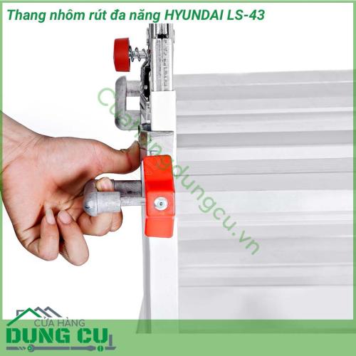 Thang nhôm rút đa năng HYUNDAI LS-43 có khả năng chịu tải lớn, thiết kế gọn nhẹ và công năng sử dụng cao nên có thể dùng cho rất nhiều công việc khác nhau. Từ việc lấy đồ trên cao, sơn sửa nhà cửa,... cho đến môi trường trường học hay công sở, ..