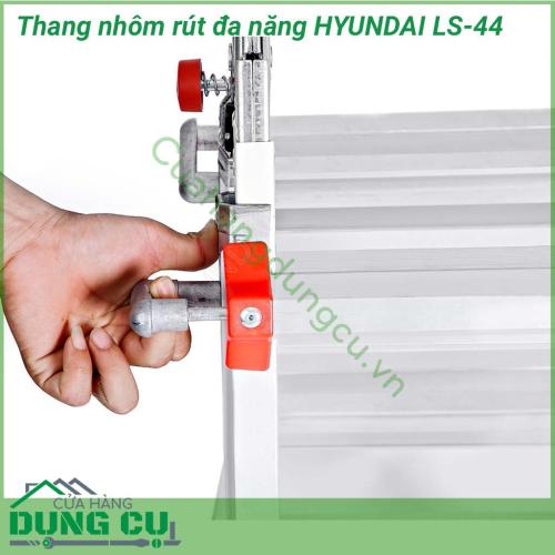 Thang nhôm rút đa năng HYUNDAI LS-44 có thiết kế cực kỳ chắc chắn, các chi tiết sản xuất kỳ công với chất liệu hợp kim nhôm cao cấp và tối đa hóa các tính năng để phù hợp cho từng yêu cầu dùng thang từ gia đình đến văn phòng, công ty, công trường...