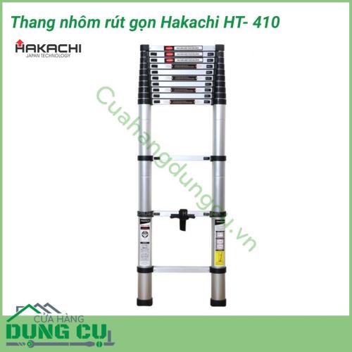 Thang nhôm rút gọn Hakachi HT- 410 thiết kế kiểu dáng hiện đại, Kết cấu thang chắc chắn và độ bền cao, Thang được sử dụng rộng rãi trong gia đình, cửa hàng, siêu thị, khách sạn, văn phòng,…