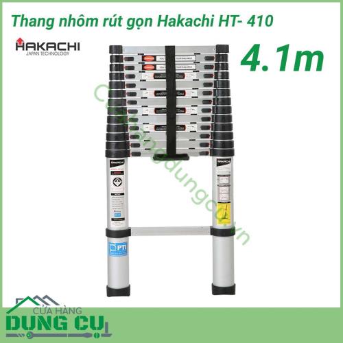 Thang nhôm rút gọn Hakachi HT- 410 thiết kế kiểu dáng hiện đại, Kết cấu thang chắc chắn và độ bền cao, Thang được sử dụng rộng rãi trong gia đình, cửa hàng, siêu thị, khách sạn, văn phòng,…