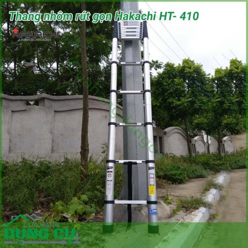 Thang nhôm rút gọn Hakachi HT- 410 thiết kế kiểu dáng hiện đại, Kết cấu thang chắc chắn và độ bền cao, Thang được sử dụng rộng rãi trong gia đình, cửa hàng, siêu thị, khách sạn, văn phòng,…