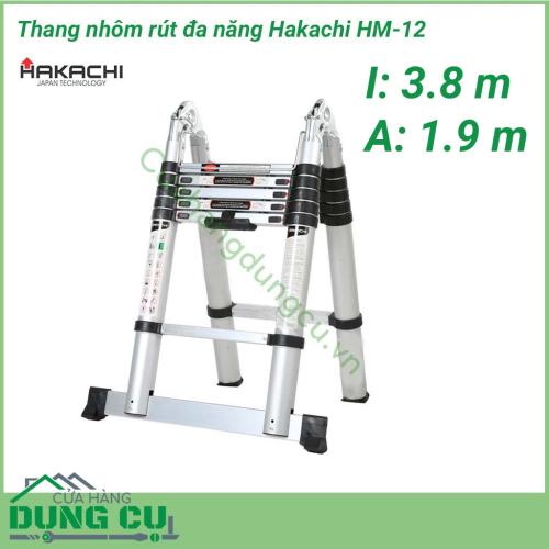 Thang nhôm Hakachi đa năng HM-12 thiết kế kiểu dáng hiện đại, Kết cấu thang chắc chắn và độ bền cao, Thang được sử dụng rộng rãi trong gia đình, cửa hàng, siêu thị, khách sạn, văn phòng,…