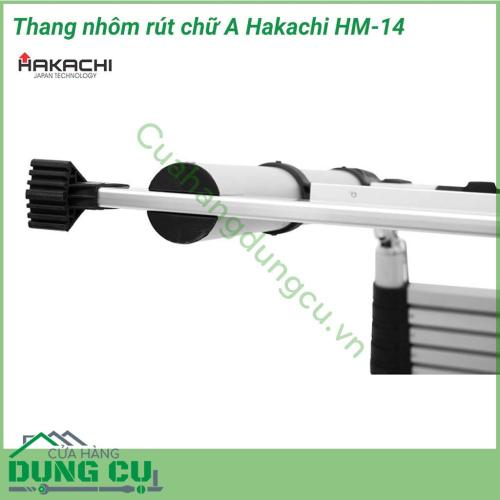 Thang nhôm rút đôi chữ A Hakachi HM-14 thiết kế có chân thang bọc cao su giúp người dùng có thể leo trèo một mình rất an toàn mà không lo trượt thang. Thang nhôm Hakachi HM-14 có chiều cao tối đa 4.4m, tải trọng lên đến 150kg