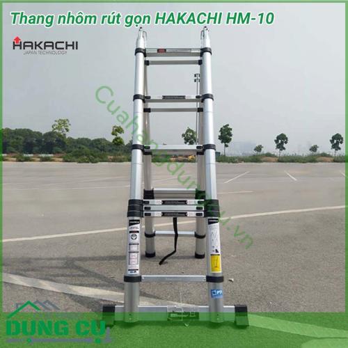 Thang nhôm rút gọn HAKACHI HM-10 thiết kế kiểu dáng hiện đại, Kết cấu thang chắc chắn và độ bền cao, Thang được sử dụng rộng rãi trong gia đình, cửa hàng, siêu thị, khách sạn, văn phòng,…