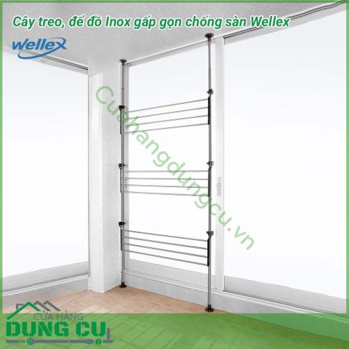 Cây treo để đồ inox gấp gọn chống sàn Wellex sử dụng cho các không gian như ban công, lô gia, bếp, hành lang, thay đồ, phòng ngủ. Cây treo đồ inox Wellex làm từ chất liệu inox bóng đẹp, cao cấp vĩnh viễn không rỉ sét, không ăn mòn