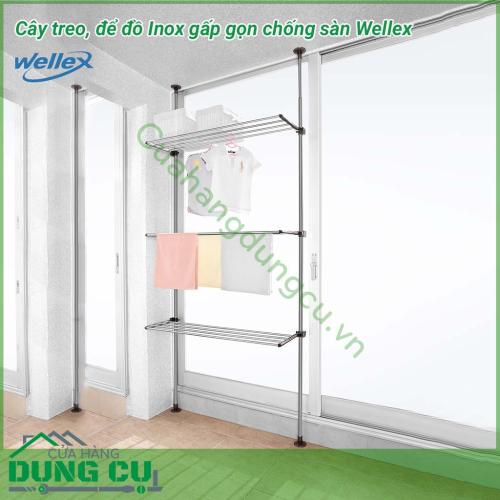 Cây treo để đồ inox gấp gọn chống sàn Wellex sử dụng cho các không gian như ban công, lô gia, bếp, hành lang, thay đồ, phòng ngủ. Cây treo đồ inox Wellex làm từ chất liệu inox bóng đẹp, cao cấp vĩnh viễn không rỉ sét, không ăn mòn