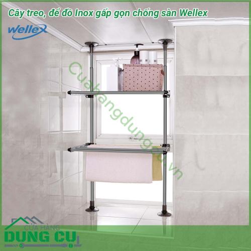 Cây treo để đồ inox gấp gọn chống sàn Wellex sử dụng cho các không gian như ban công, lô gia, bếp, hành lang, thay đồ, phòng ngủ. Cây treo đồ inox Wellex làm từ chất liệu inox bóng đẹp, cao cấp vĩnh viễn không rỉ sét, không ăn mòn