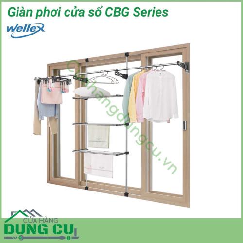 Giàn phơi đồ thông minh treo cửa sổ Wellex CBG được làm từ chất liệu thép không gỉ và nhựa Polycarbonate bền bỉ, chịu được tác động lực lớn, bền bỉ với môi trường