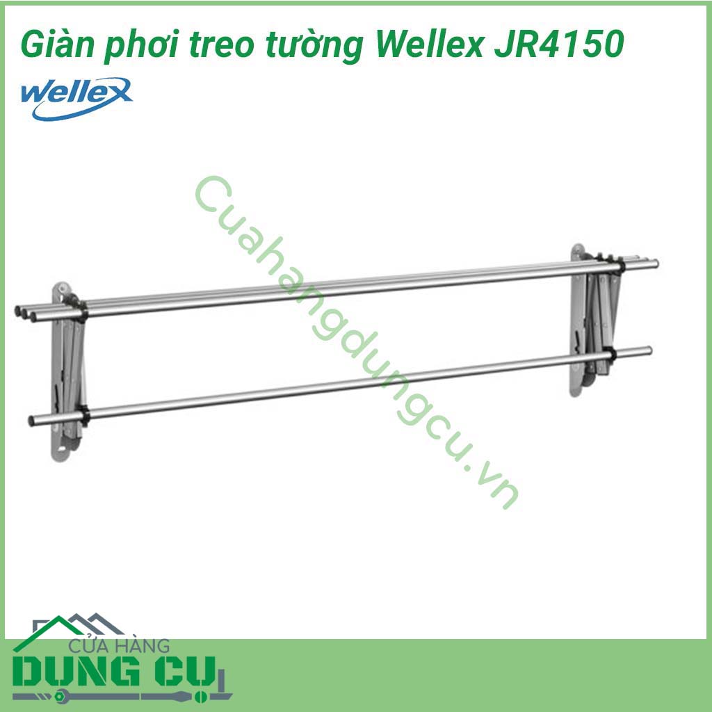 Giá phơi đồ inox co giãn thông minh Wellex JR4150 với thiết kế hiện đại, kích thước nhỏ gọn, có thể gấp lại một cách tiện lợi khi không sử dụng. Wellex JR4150 cho bạn thoải mái để đồ, nhu cầu phơi quần áo trên cao mà không tốn nhiều diện tích.