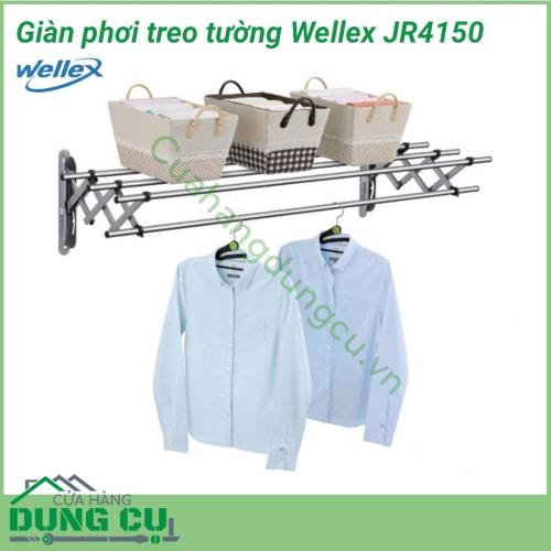 Giá phơi đồ inox co giãn thông minh Wellex JR4150 với thiết kế hiện đại, kích thước nhỏ gọn, có thể gấp lại một cách tiện lợi khi không sử dụng. Wellex JR4150 cho bạn thoải mái để đồ, nhu cầu phơi quần áo trên cao mà không tốn nhiều diện tích.