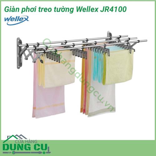 Giàn phơi treo tường Wellex đa năng JR4100 được sản xuất từ chất liệu thép không gỉ bền đẹp, chắc chắn. Vật liệu cứng cáp kết hợp cùng khả năng chịu lực tốt, giúp bạn treo quần áo an toàn, dễ dàng. Thiết kế đa chức năng, sử dụng như kệ, giá phơi và mắc áo