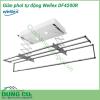 Giàn phơi tự động Wellex DF4200R cho phép nâng tối đa 30kg quần áo nặng chỉ bằng một nút bấm. Xử lý công việc phơi đồ của bạn mà không làm tốn quá nhiều công sức. 