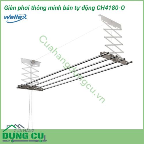 Giàn phơi Wellex bán tự động CH4180-O được làm từ chất liệu thép không gỉ và nhựa polycarbonate bền bỉ, chịu được tác động lực lớn, bền bỉ với môi trường. 