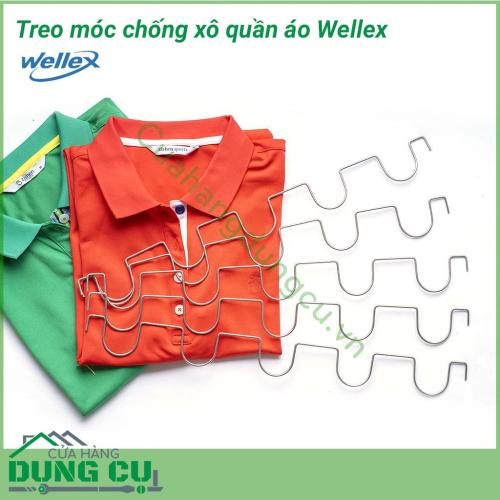 Móc treo quần áo chống xô Wellex liên kết rất chắc chắn với hệ giây phơi, thanh phơi có tác dụng định vị móc phơi. Vì vậy quần áo sẽ chống xô, trượt khi gió to hay dây bị võng. Giúp quần áo mau khô hơn, thơm mát hơn.