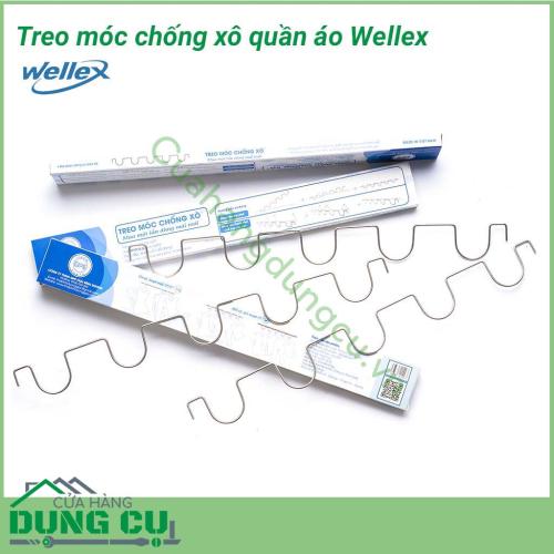 Móc treo quần áo chống xô Wellex liên kết rất chắc chắn với hệ giây phơi, thanh phơi có tác dụng định vị móc phơi. Vì vậy quần áo sẽ chống xô, trượt khi gió to hay dây bị võng. Giúp quần áo mau khô hơn, thơm mát hơn.