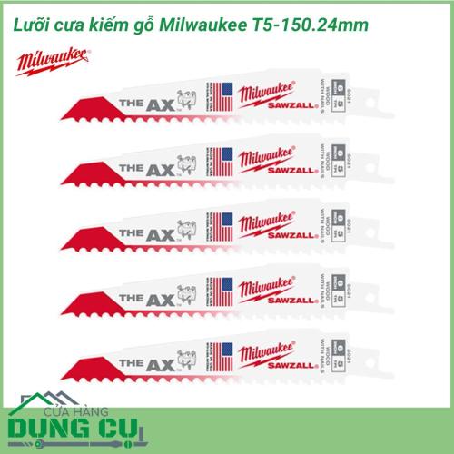 Lưỡi cưa kiếm gỗ T5-150.24mm Milwaukee được làm bằng chất liệu hợp kim thép cứng cáp, không hoen gỉ hay cong vênh, mài mòn trong quá trình làm việc, cho độ bền sử dụng lâu dài theo thời gian.