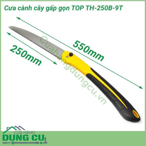 Cưa cành cầm tay gấp gọn TOP TH-250B-9T là loại cưa chuyên dụng để cưa cành cây, cưa ván gỗ. Thiết kế gọn, nhẹ, lưỡi cưa sắc bén, đảm bảo an toàn cho người dùng