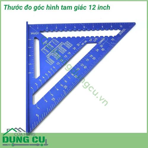 Thước đo góc tam giác 12 inch xanh dương được làm từ hợp kim nhôm chắc chắn, độ cứng cao, dẻo dai, không dễ han gỉ. Thước đo là dụng cụ hữu ích không thể thiếu dành cho thợ mộc.