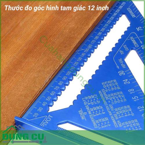 Thước đo góc tam giác 12 inch xanh dương được làm từ hợp kim nhôm chắc chắn, độ cứng cao, dẻo dai, không dễ han gỉ. Thước đo là dụng cụ hữu ích không thể thiếu dành cho thợ mộc.