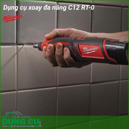 Dụng cụ xoay đa năng Milwaukee C12 RT-0 giải pháp không dây đa năng cho các ứng dụng cắt, mài, chà nhám và đánh bóng. Milwaukee C12 RT-0 công cụ có thể kết hợp với các loại đầu xoay khác nhau để tạo ra các chức năng khác nhau.